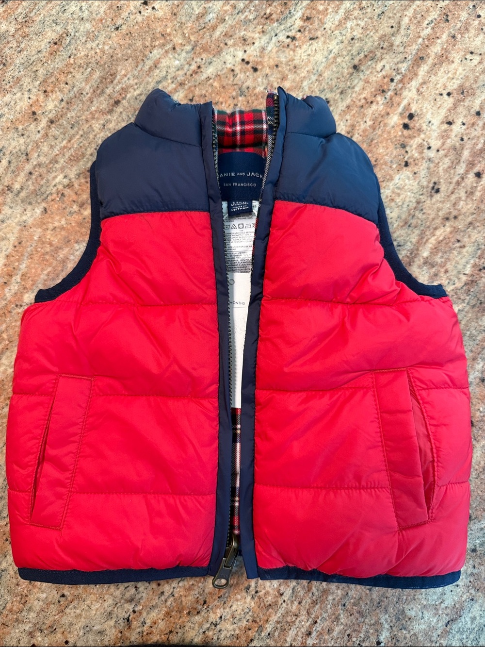 Kids Red and Navy Puffer Vest Reversible